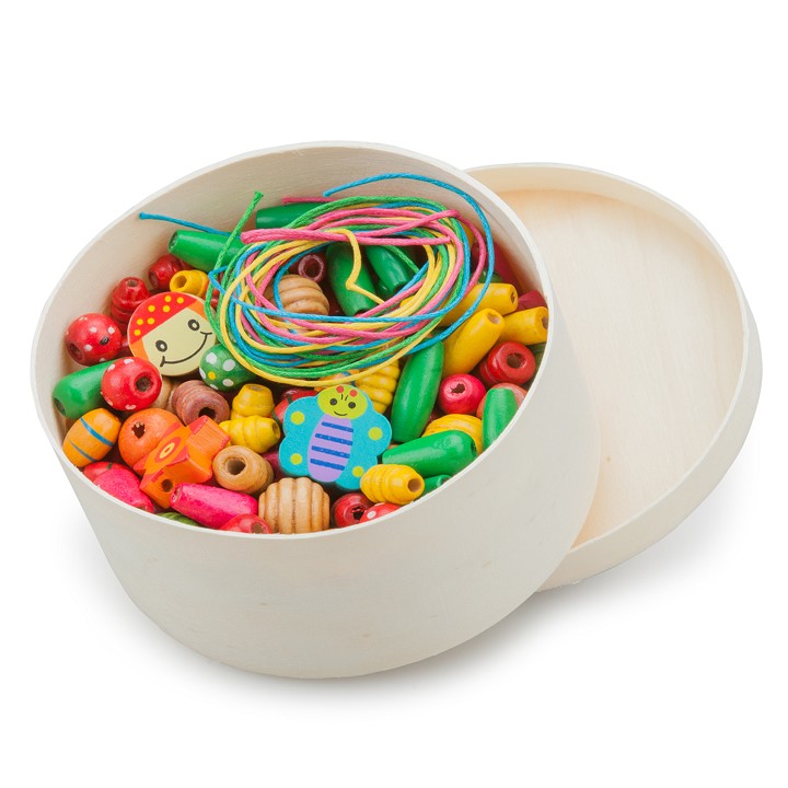 Lacing beads - 230 pieces and 4 cords